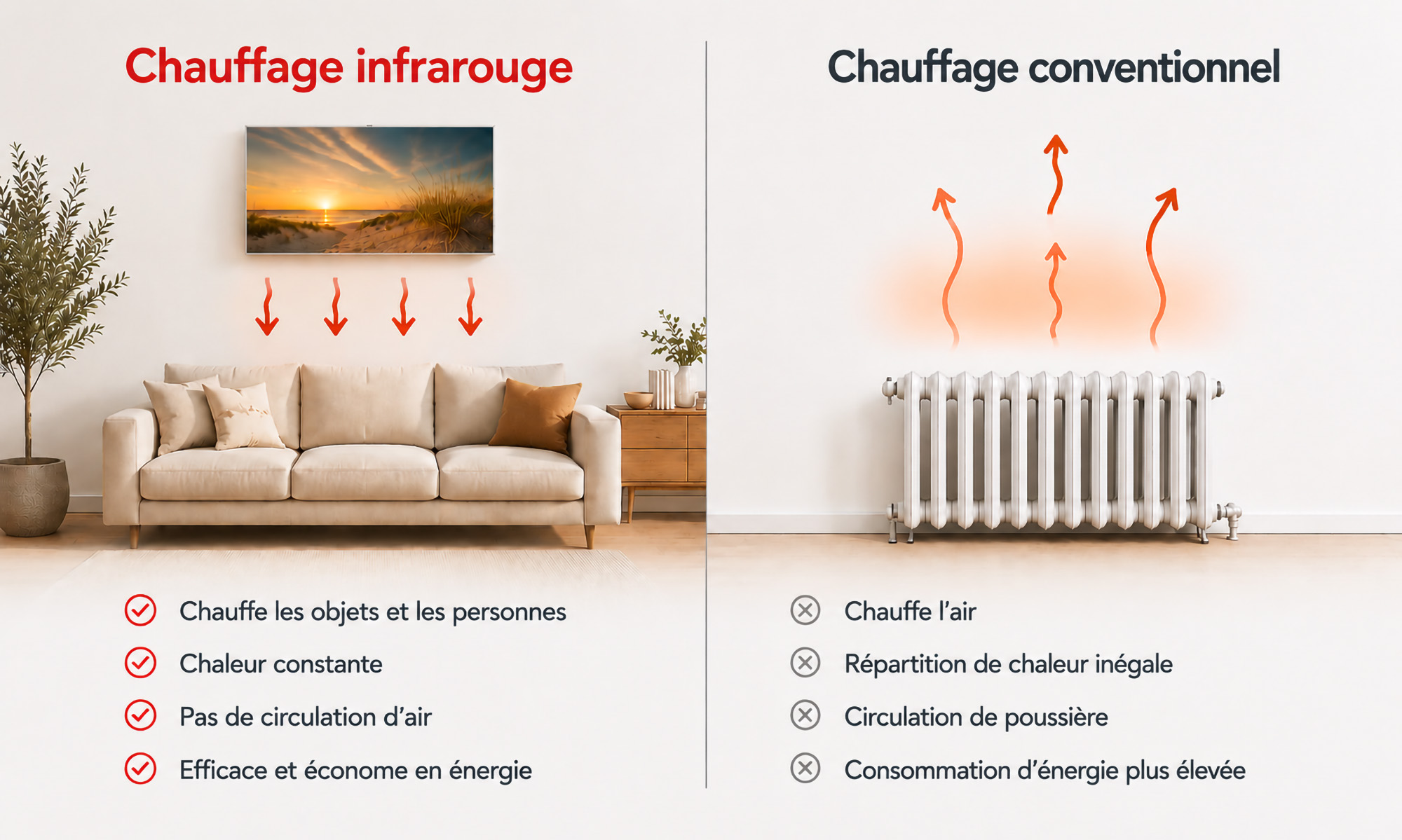 Chauffage infrarouge vs chauffage conventionnel