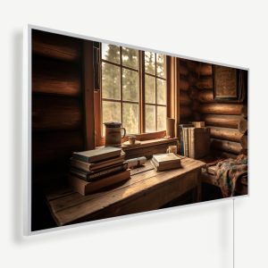 Houten boshut raam en boeken | Witte of zwarte lijst | 450 Watt - 1200 Watt