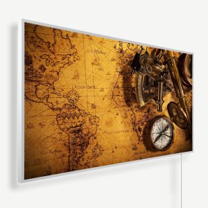 Antieke landkaart kompas en verrekijker | Witte of zwarte lijst | 450 Watt - 1200 Watt