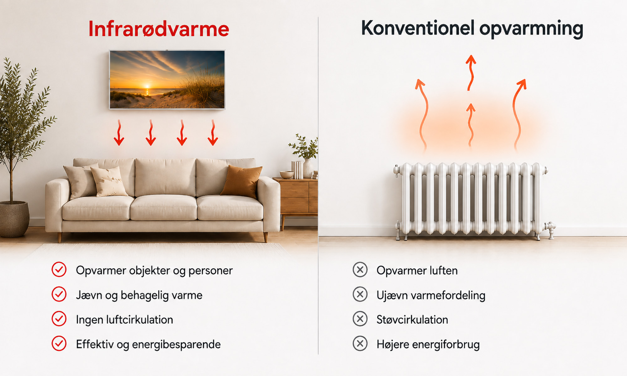 Infrarød varme vs konventionel opvarmning